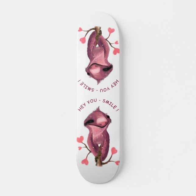 Funky Sloth Skateboard Smile - Texte personnalisé (Devant)