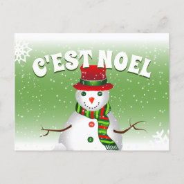 Funky Snowman in Red White und Green Feiertagspostkarte