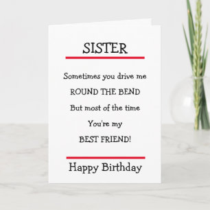 Funky Soeur Meilleur Ami Verse Carte Anniversaire