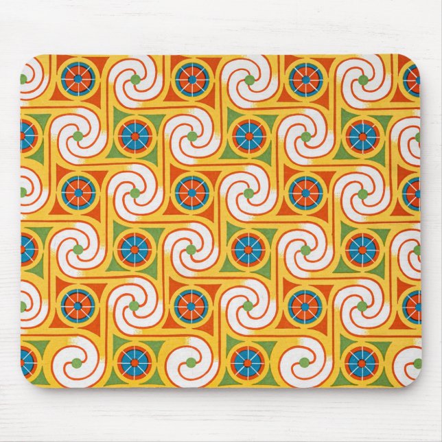 Funky Spiral 1970er Retro Fashion Swirl Mousepad (Vorne)