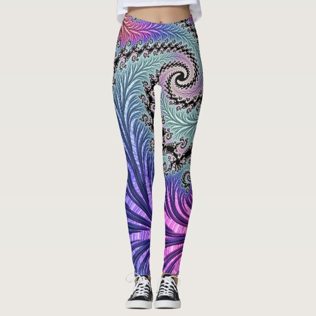 Funky Spiral Fraktal Leggings (Vorderseite)