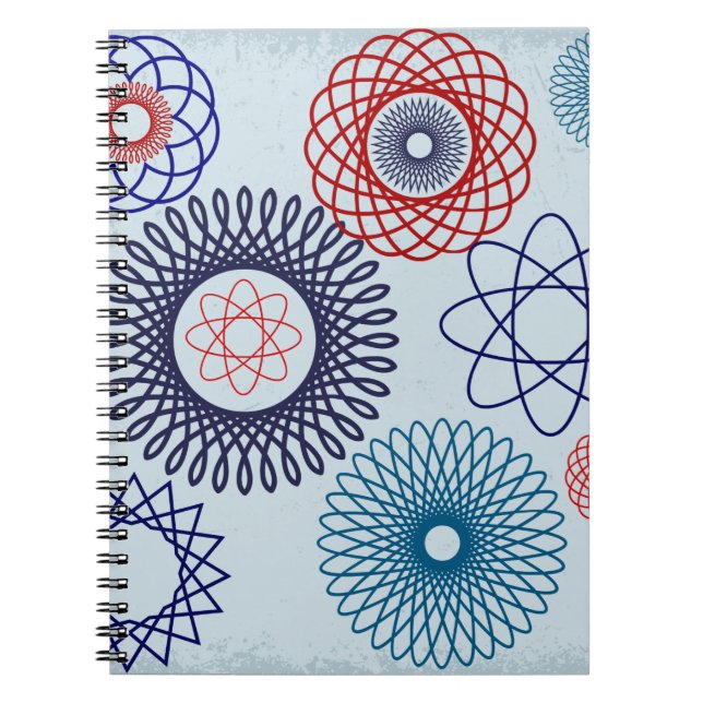 Funky Spirograph Geometric Muster Blau Notizblock (Vorderseite)