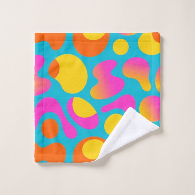 Funky Splash – Boogie Abstract Retro Handtuch Badhandtuch Set (Waschlappen)