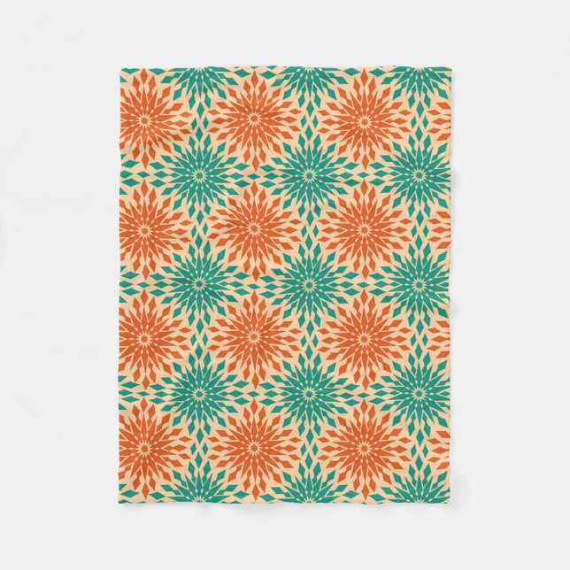 Funky Starburt aquamariner u. orange Entwurf Fleecedecke (Vorderseite)