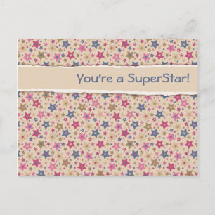 Funky Stars Beige Rose Postkarte