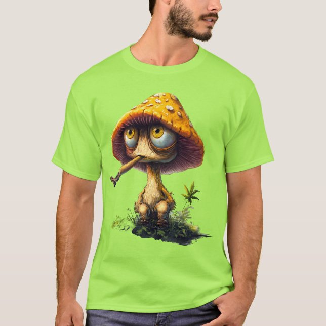 Funky Stoned Mushroom Cartoon T-Shirt (Vorderseite)