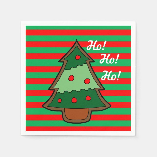 Funky Stripes und Weihnachtsbaum Serviette (Vorderseite)