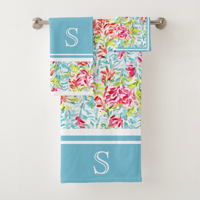 Funky Summer Colors Paint Spritzer Muster Custom Badhandtuch Set (Insitu)