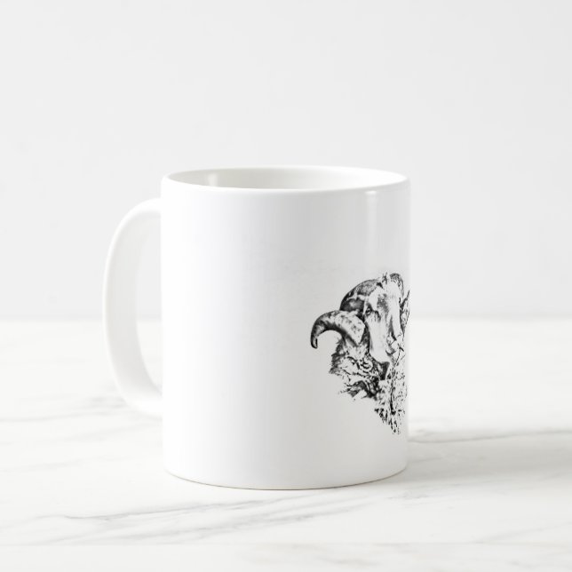 Funky süßes Schaf Widder Kaffeetasse (Vorderseite Links)