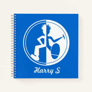 Funky Tänzerin weiß auf blauer Grafik Notizbuch