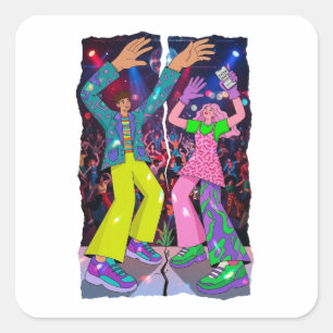 Funky-Tanzparty Quadratischer Aufkleber