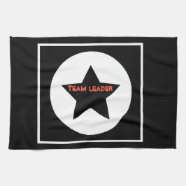 Funky Teamleiter Star Black und White Geschirrtuch