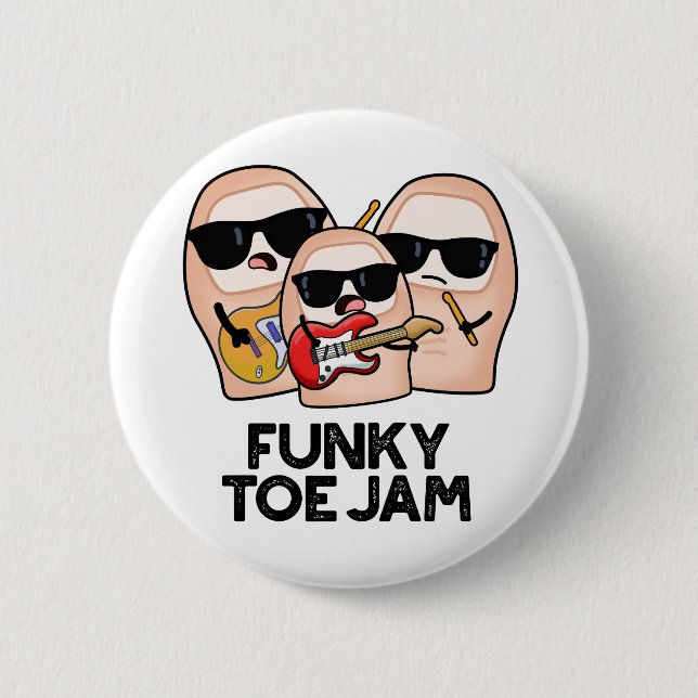 Funky Toe Jam Funny Music Pun Button (Vorderseite)