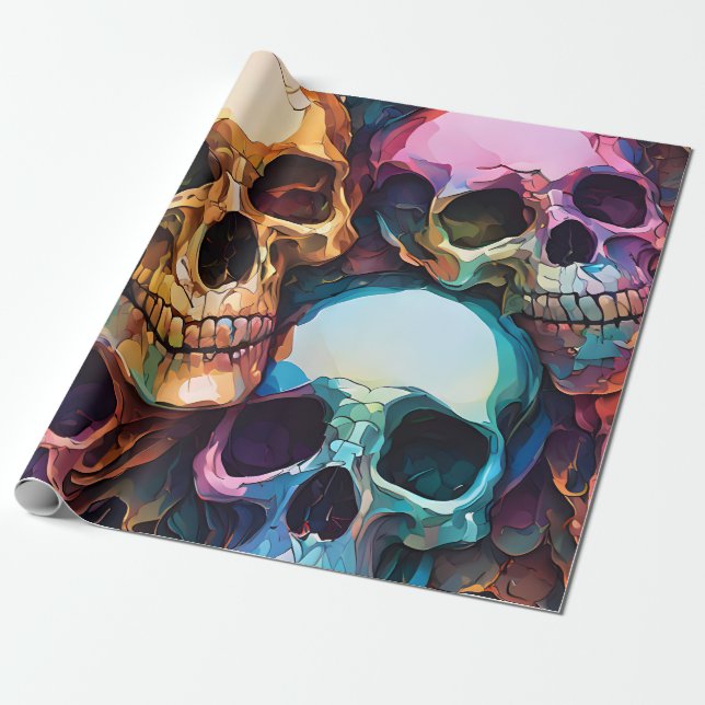 Funky Totenköpfe Geschenkpapier (Ungerollt)