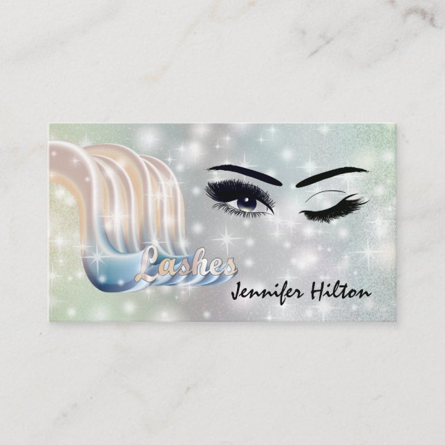 Funky trendy Retro farbenfrohe Lashes Logo Visitenkarte (Vorderseite)