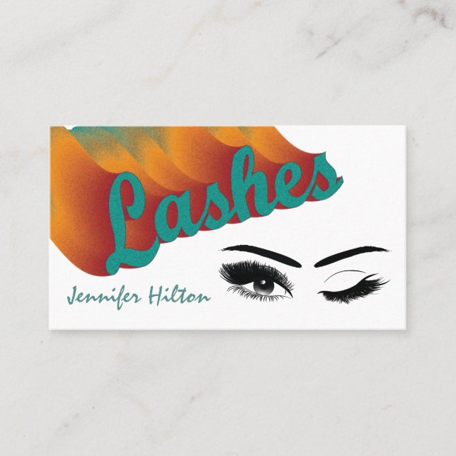 Funky trendy Retro farbenfrohe Lashes Logo Visitenkarte (Vorderseite)
