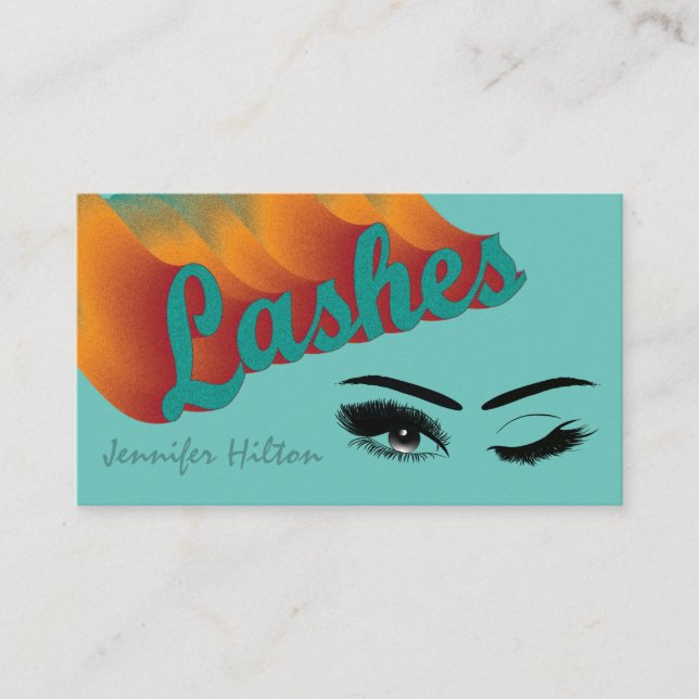 Funky trendy Retro farbenfrohe Lashes Logo Visitenkarte (Vorderseite)