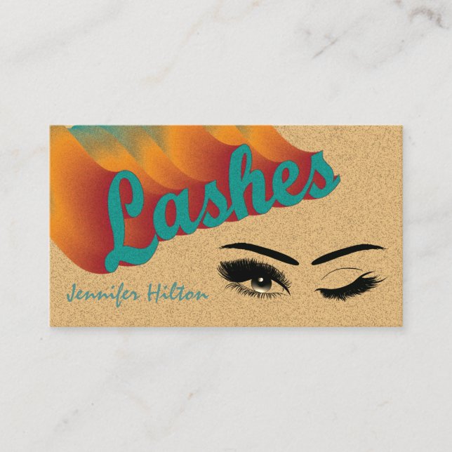 Funky trendy Retro farbenfrohe Lashes Logo Visitenkarte (Vorderseite)