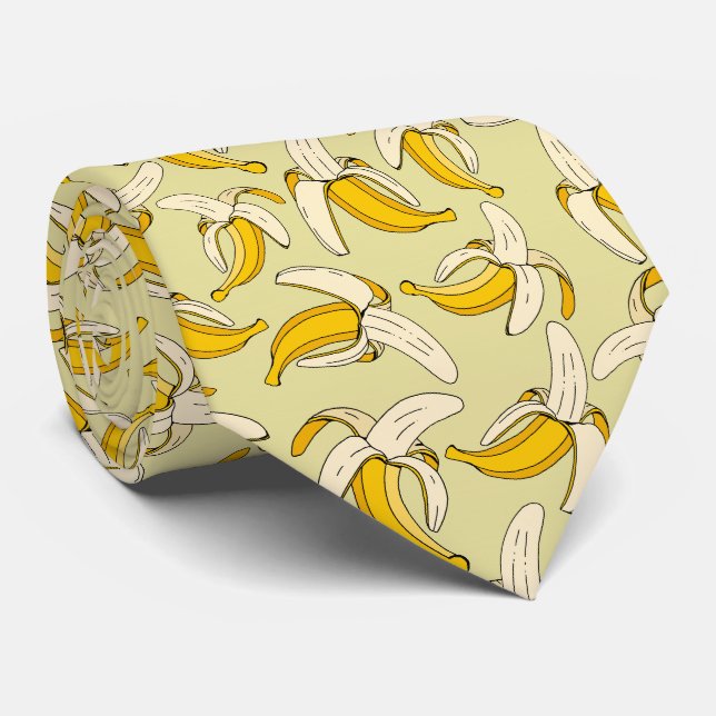 Funky Trendy Tropical Banana Gemustert Krawatte (Gerollt)