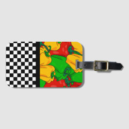 Funky Tri farbige Paprikaschoten und Checkerboard Gepäckanhänger