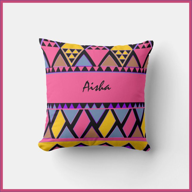 Funky Tribal farbenfroh pink und gelb Kissen (Von Creator hochgeladen)