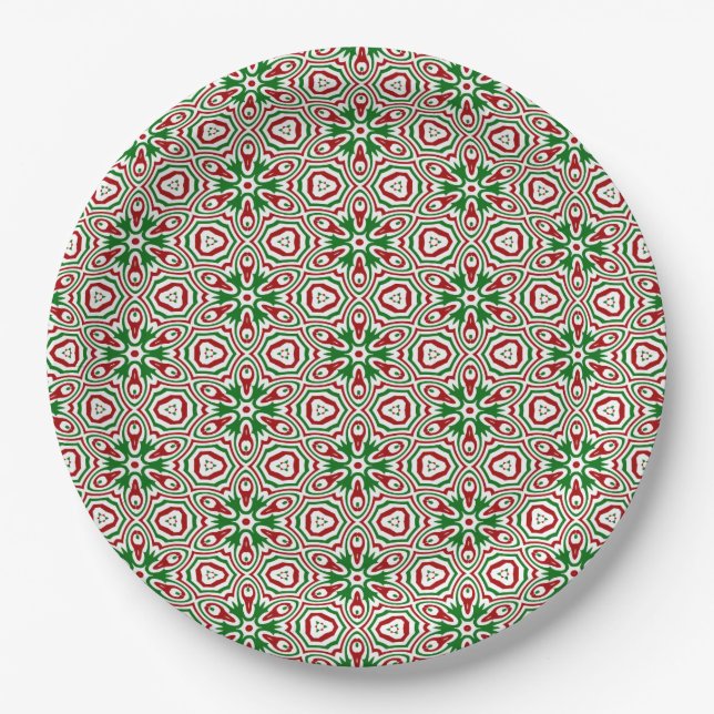 Funky Trippy Eclectic Boho Christmas Kaleidoscope Pappteller (Vorderseite)