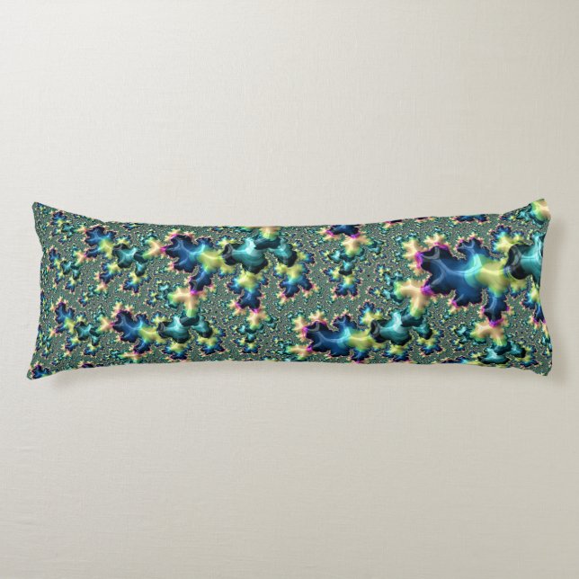 Funky Trippy Eclectic Boho Hippie Abstraktes Frakt Seitenschläferkissen (Vorderseite)