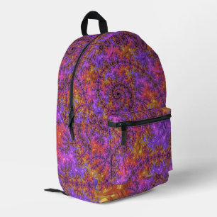 Funky Trippy Farbige Lebendige Spiralfraktal Bedruckter Rucksack