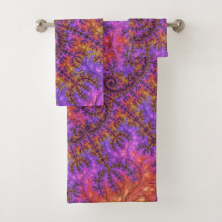 Funky Trippy Farbige Lebendige Spiralfraktale Badhandtuch Set