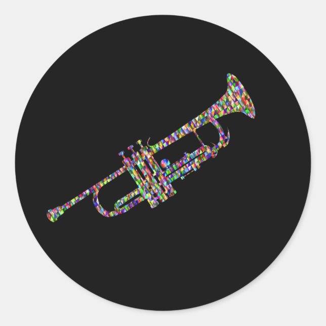 Funky Trompet Musikinstrument Runder Aufkleber (Vorderseite)