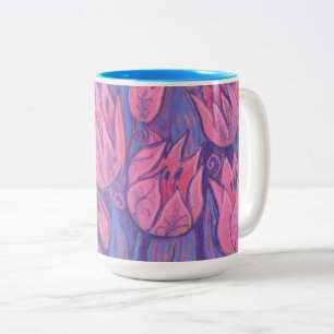 Funky Tulips Spring Flowers Blumenpastellfarben Zweifarbige Tasse