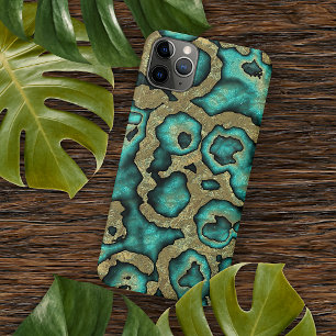 Funky Turquoise Green Imitate Gold Wirbel Art Patc Case-Mate iPhone Hülle