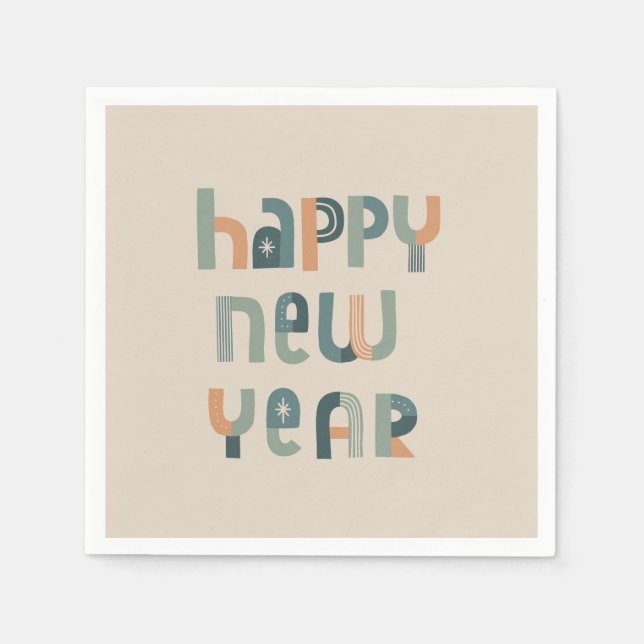 Funky Typografy Happy New Year Design Serviette (Vorderseite)