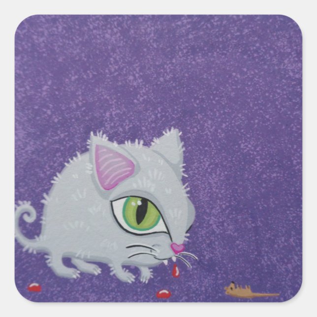 Funky und niedliche Katzenaufkleber von Soozie Wra Quadratischer Aufkleber (Vorderseite)