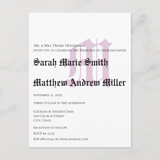 Funky UpBeat Moderne Monogram Wedding Einladung (Vorderseite)