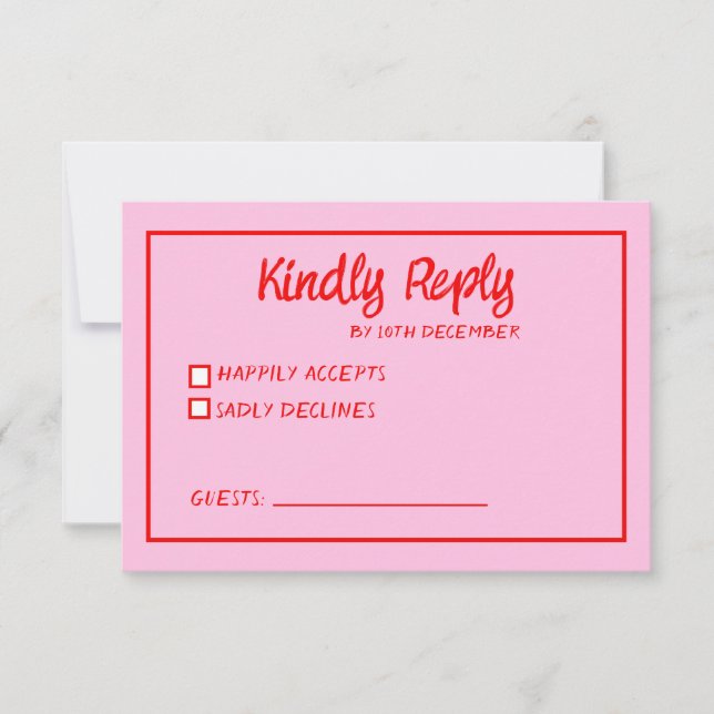 Funky vert rose rouge Scribble RSVP (Devant)