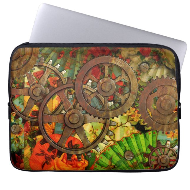Funky viktorianisches Steampunk Laptopschutzhülle (Vorderseite)
