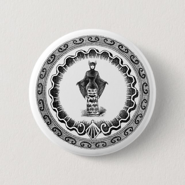 Funky Vintag Bat Woman Button (Vorderseite)