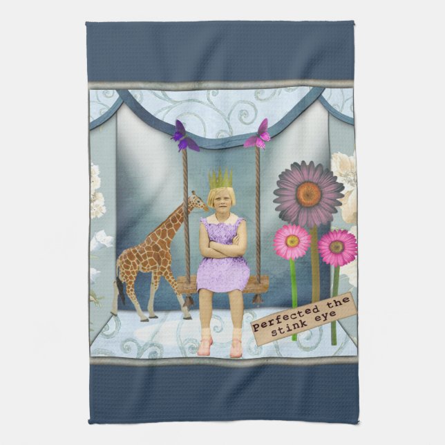 Funky Vintag Kid Altered Art Collage Geschirrtuch (Vertikal)