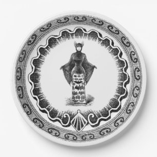 Funky Vintage Schläger-Dame Pappteller