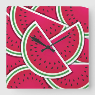 Funky-Wassermelone-Keile Quadratische Wanduhr