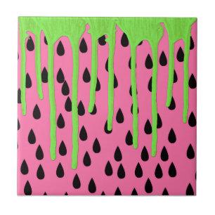 Funky Watermelon Neon Green Paint Tropfens Fliese