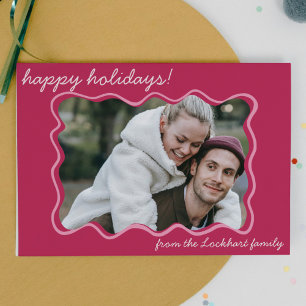 Funky Wavy Hand Drawn Whimsical Border Foto Feiertagskarte