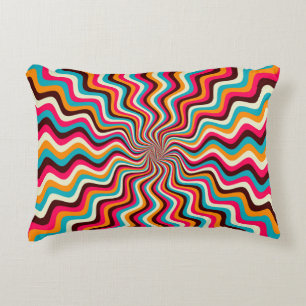 Funky wavy, vielfarbig, sonnenburst background art dekokissen