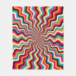 Funky wavy, vielfarbig, sonnenburst background art fleecedecke
