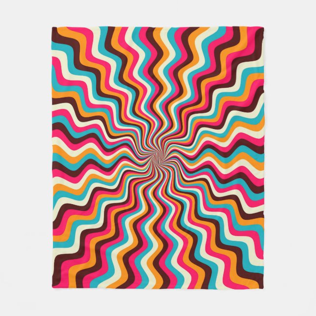 Funky wavy, vielfarbig, sonnenburst background art fleecedecke (Vorderseite)