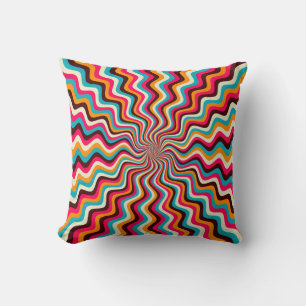 Funky wavy, vielfarbig, sonnenburst background art kissen