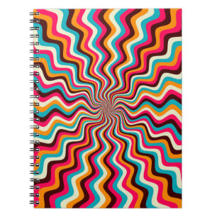 Funky wavy, vielfarbig, sonnenburst background art notizblock