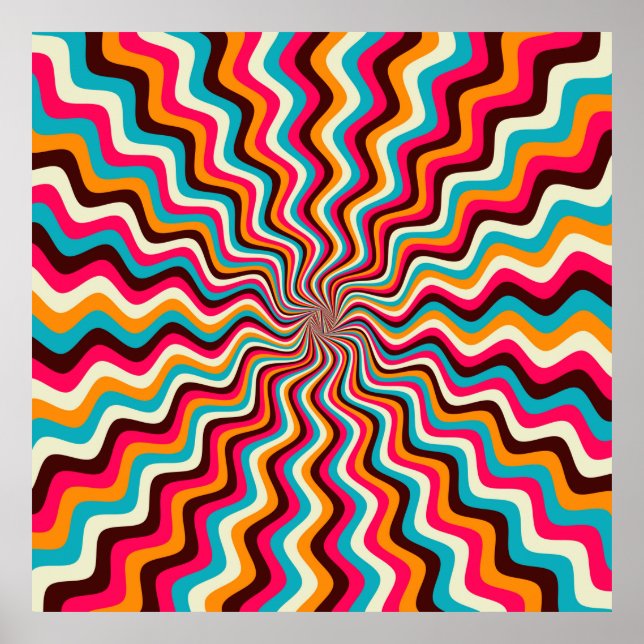 Funky wavy, vielfarbig, sonnenburst background art poster (Vorne)
