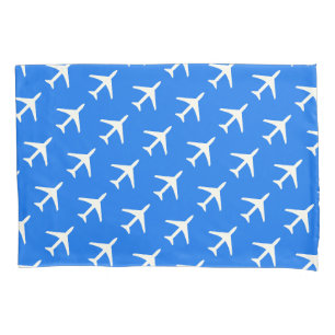 Funky weißes Flugzeug blaues Hintergrund Pilot Luf Kissenbezug